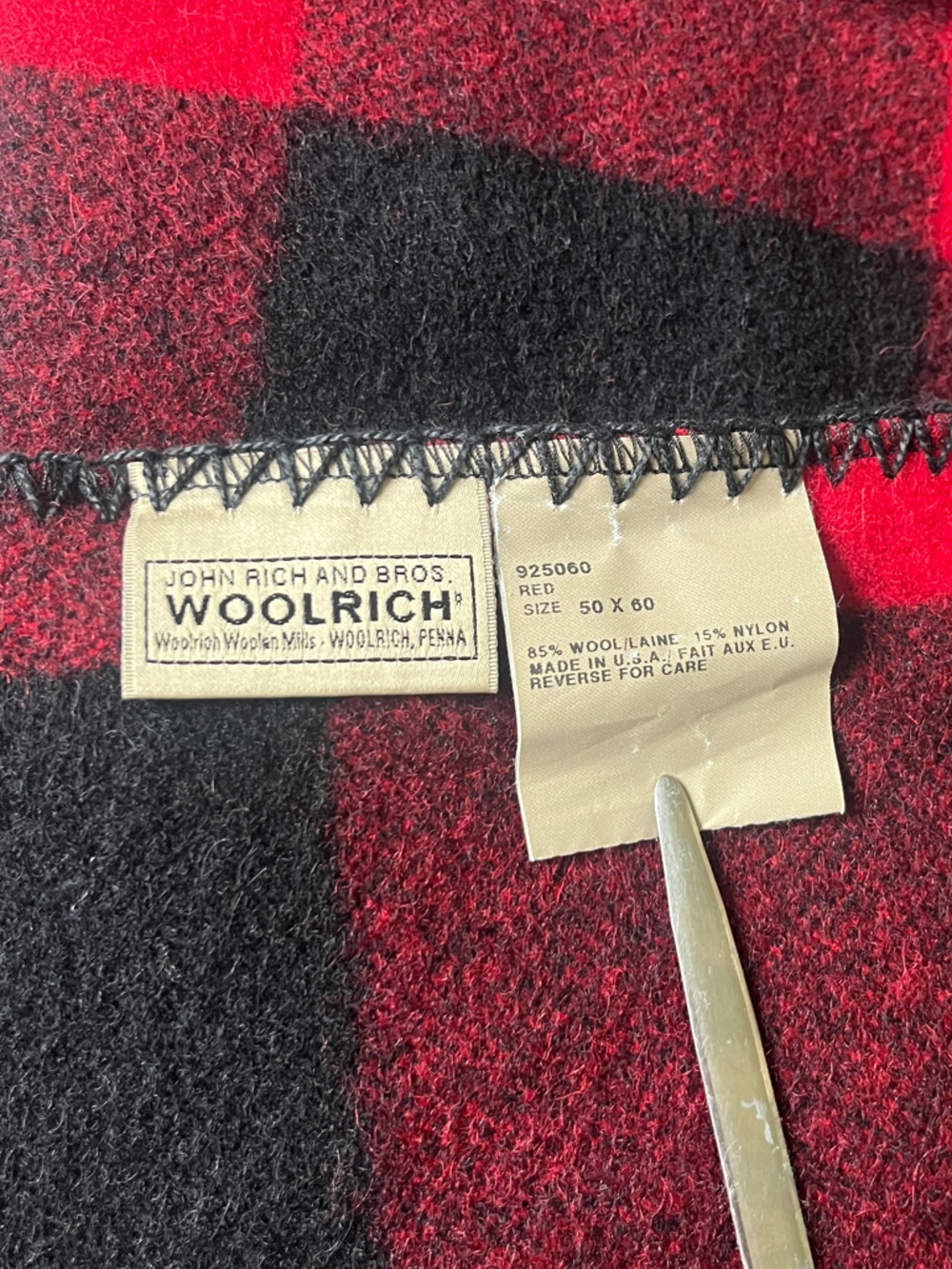 Vintage Woolrich Red/Black Rustic Buffalo Plaid Wool Throw Blanket- Size 50x60 - Picture 2 of 5